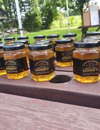 Jars of honey on a table