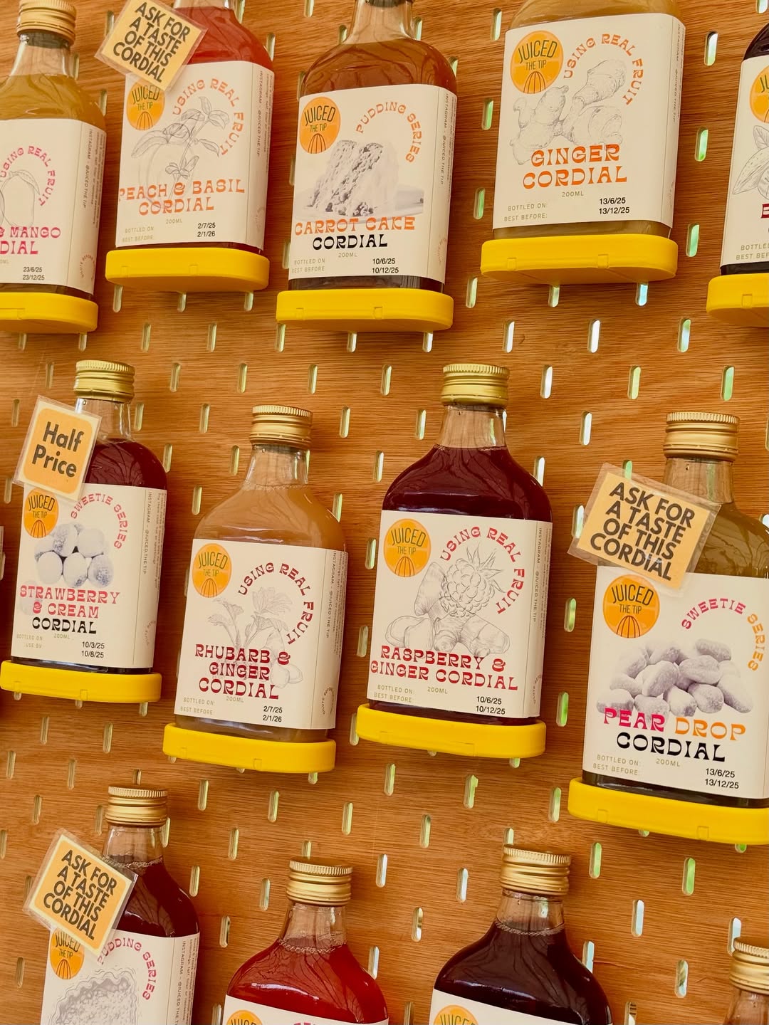 A variety of bottled Juiced the Tip products