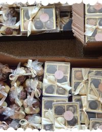 A display of chocolates in boxes